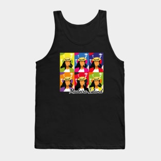 Madeira Island female pop art no face illustration using the traditional straw hat Tank Top